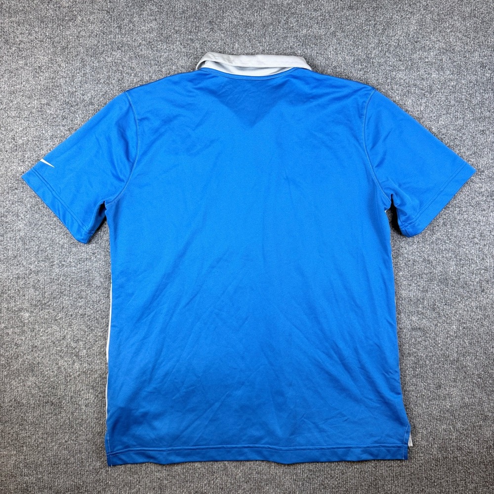 Nike Detroit Lions Polo Shirt Mens L Blue Gray Striped Dri Fit NFL Football - Picture 3 of 11